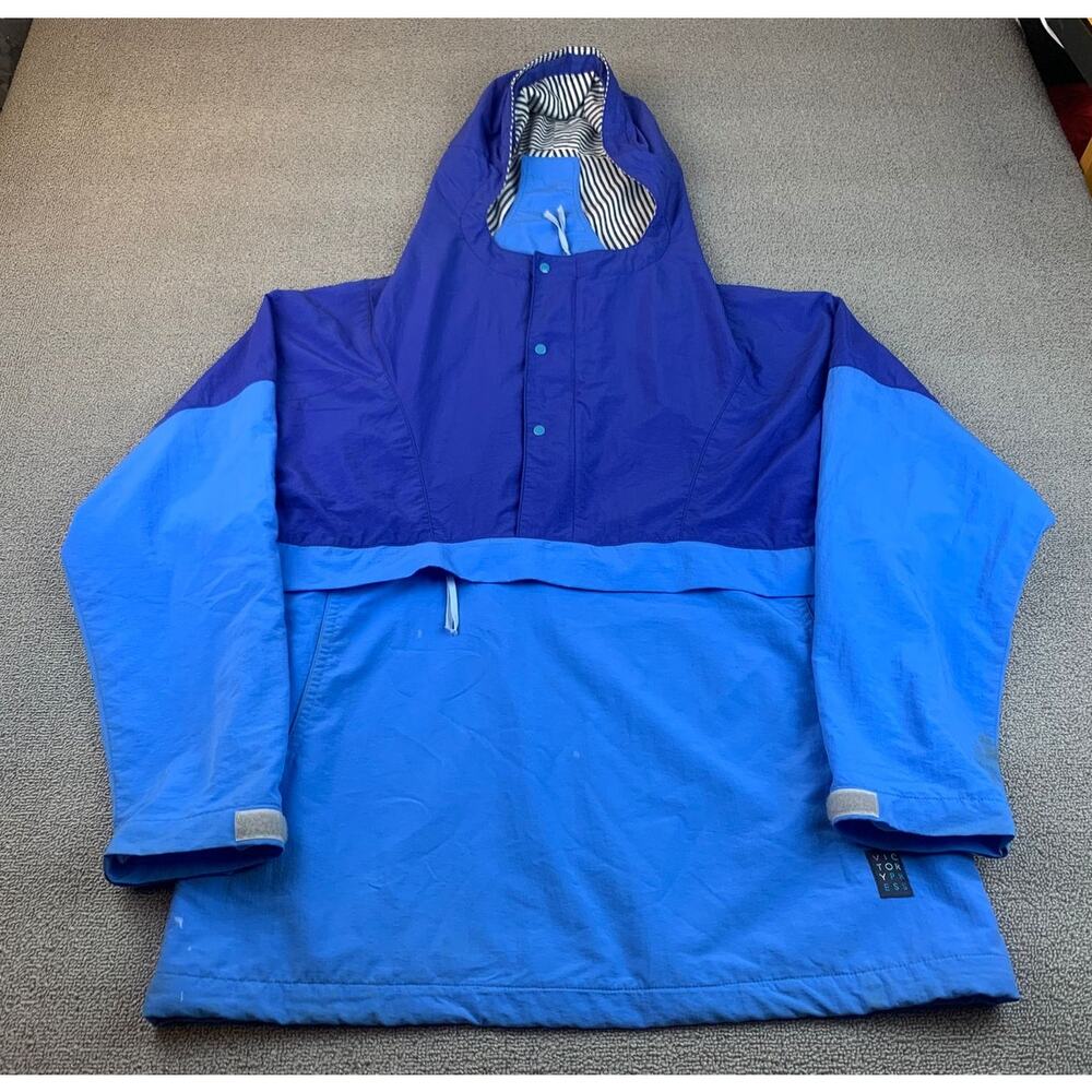 Press Victory Men's Medium Blue Pullover Anorak Hooded Windbreaker Made in USA‎